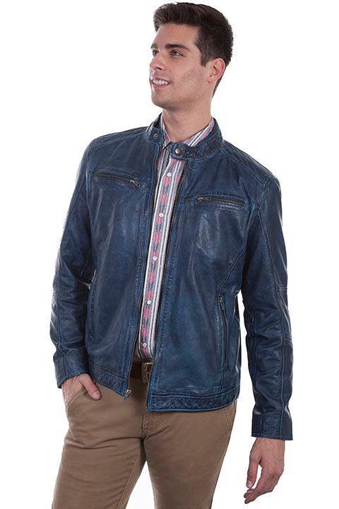 Scully Leather Denim Zip Front Mens Jacket - Scully Leather