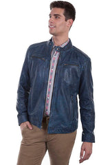 Scully Leather Denim Zip Front Mens Jacket - Flyclothing LLC