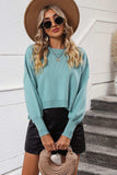 Round Neck Dropped Shoulder Pullover Sweater - Trendsi - Flyclothing LLC