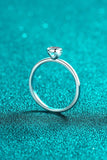 Moissanite Rhodium-Plated Solitaire Ring - Trendsi - Flyclothing LLC
