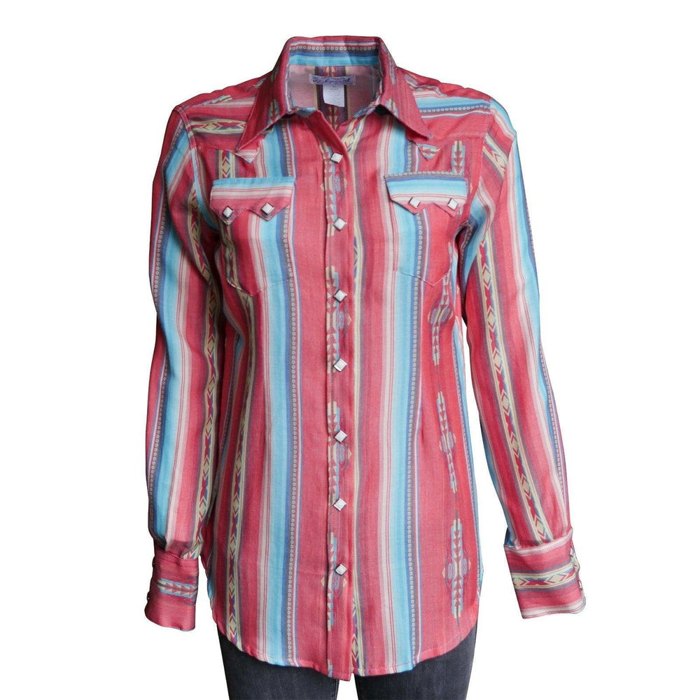 Women's Serape Pattern Western Shirt in Coral - Rockmount Clothing