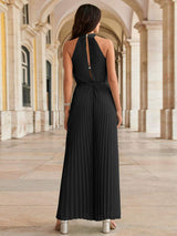 Cutout Tied Pleated Sleeveless Jumpsuit - Trendsi - Flyclothing LLC