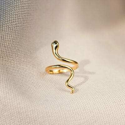 Snake Shape 18K Gold-Plated Bypass Ring - Trendsi - Flyclothing LLC