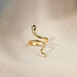 Snake Shape 18K Gold-Plated Bypass Ring - Trendsi