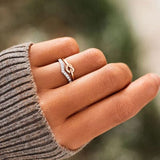Knotted Heart Shape Inlaid Zircon Ring - Trendsi