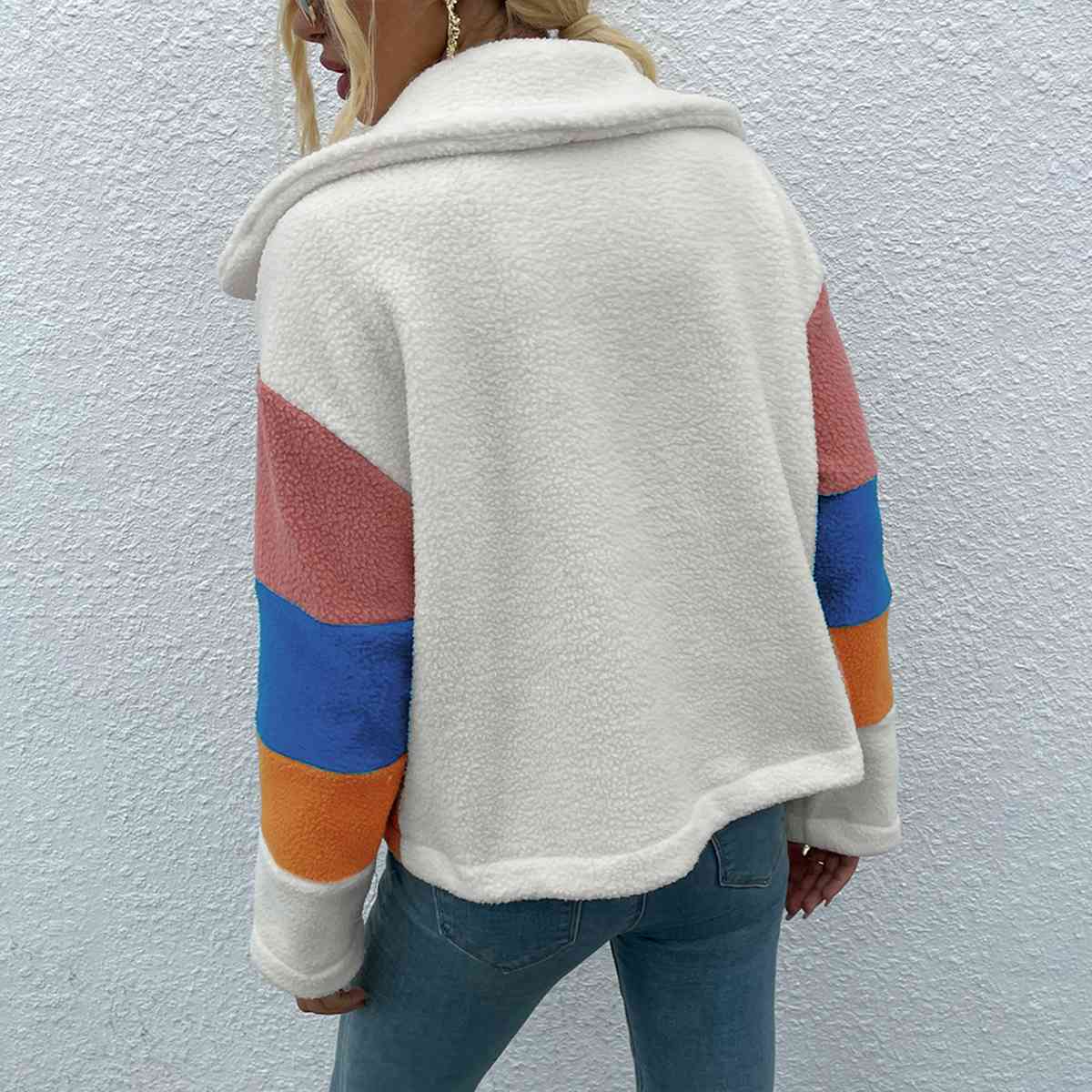 Color Block Button Down Collared Jacket - Trendsi - Flyclothing LLC