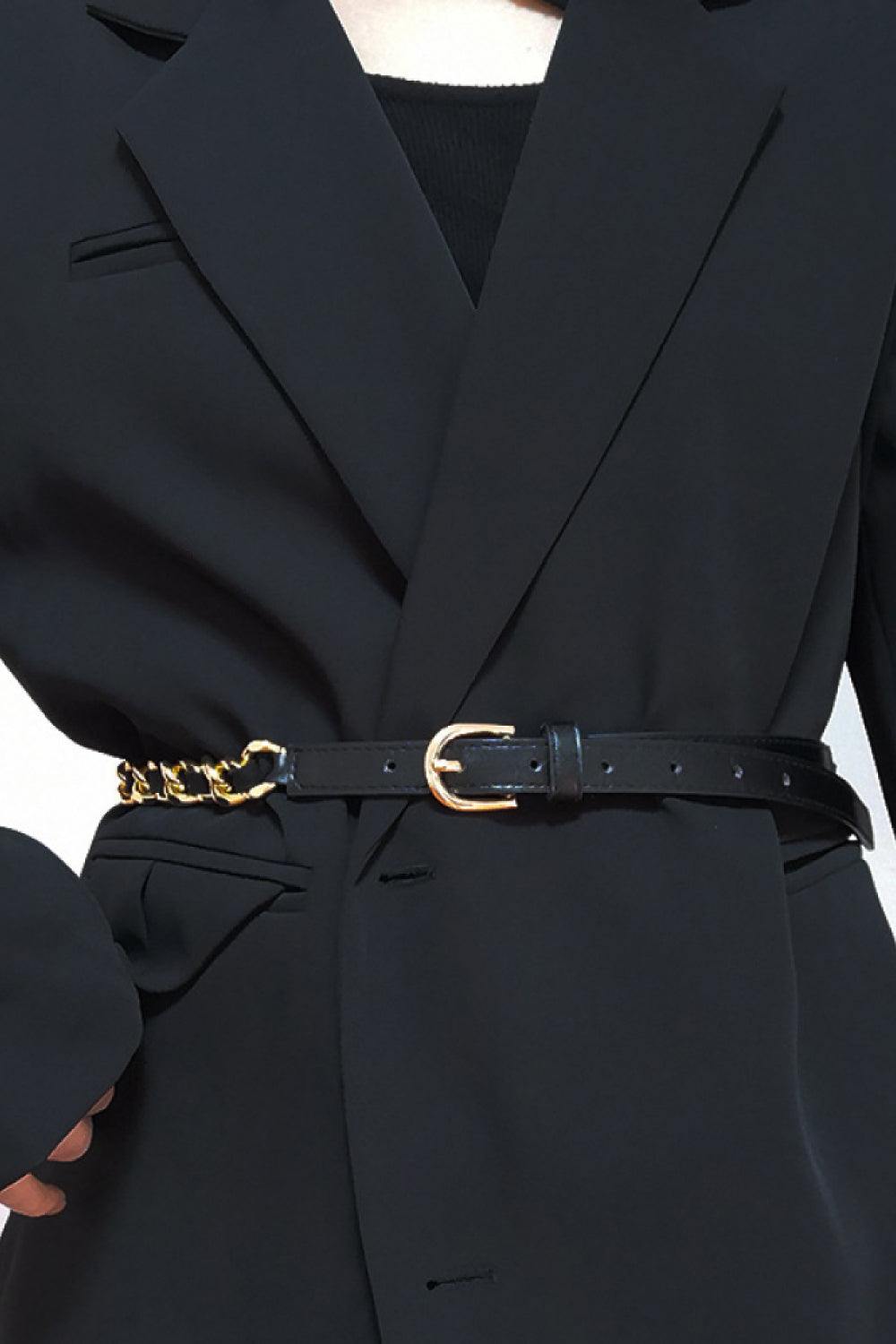 PU Chain Skinny Belt - Trendsi