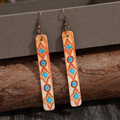 Geometric Leather Bar Earrings - Trendsi - Flyclothing LLC