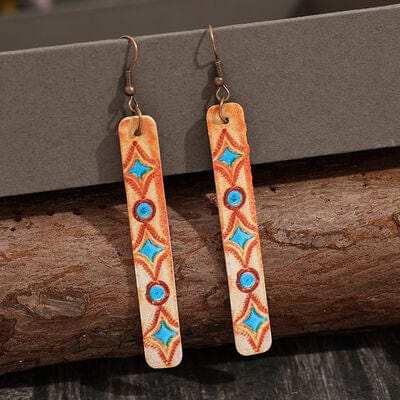 Geometric Leather Bar Earrings - Trendsi - Flyclothing LLC