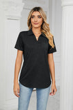 Curved Hem Johnny Collar Polo Shirt - Trendsi