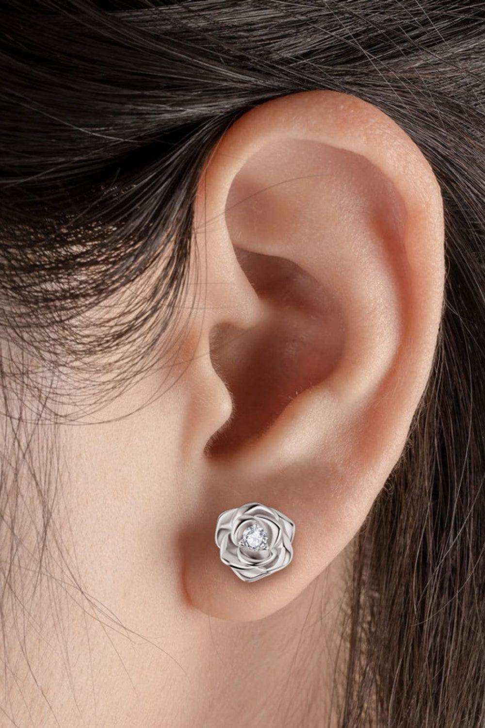 Moissanite Flower 925 Sterling Silver Earrings - Trendsi - Flyclothing LLC