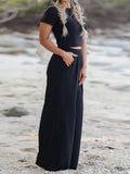Round Neck Short Sleeve Top and Pocketed Pants Set - Trendsi