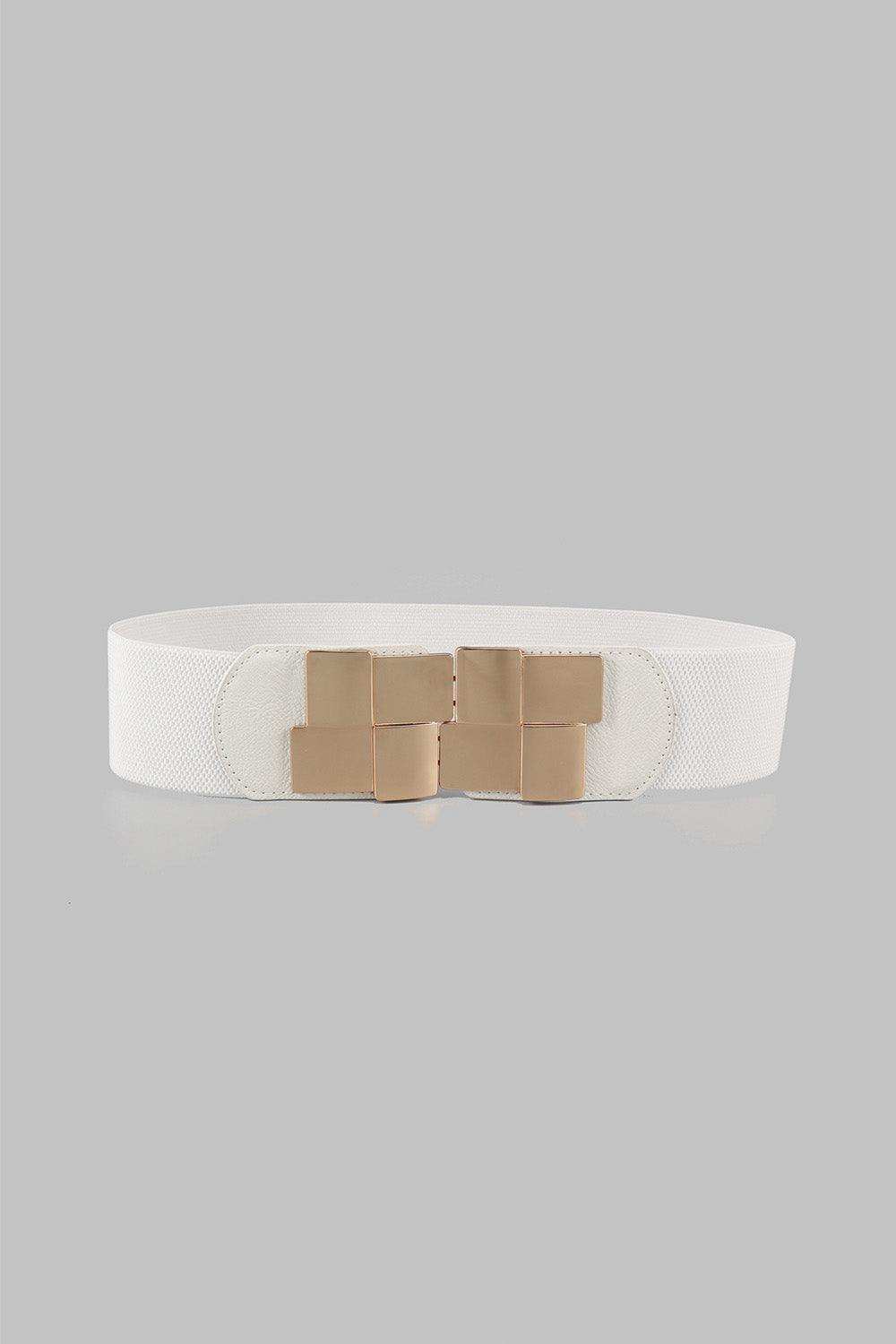 Geometric Buckle Elastic Wide Belt - Trendsi - Flyclothing LLC