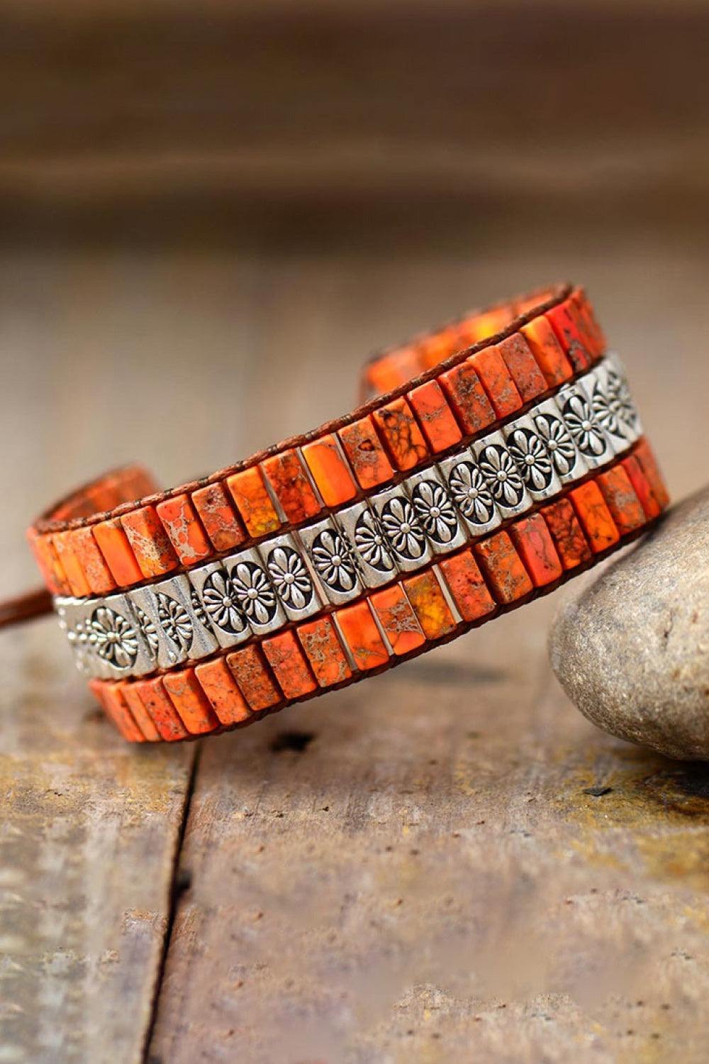 Handmade Triple Layer Natural Stone Bracelet - Trendsi
