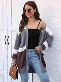 Color Block Open Front Cardigan - Trendsi - Flyclothing LLC