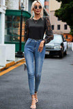 Openwork Round Neck Long Sleeve Blouse - Trendsi - Flyclothing LLC