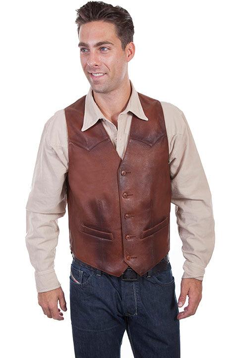 Scully Leather Brown Mens Mens Vest - Flyclothing LLC