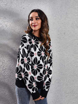 Floral Round Neck Long Sleeve Sweater - Trendsi - Flyclothing LLC