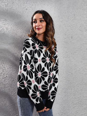 Floral Round Neck Long Sleeve Sweater - Trendsi