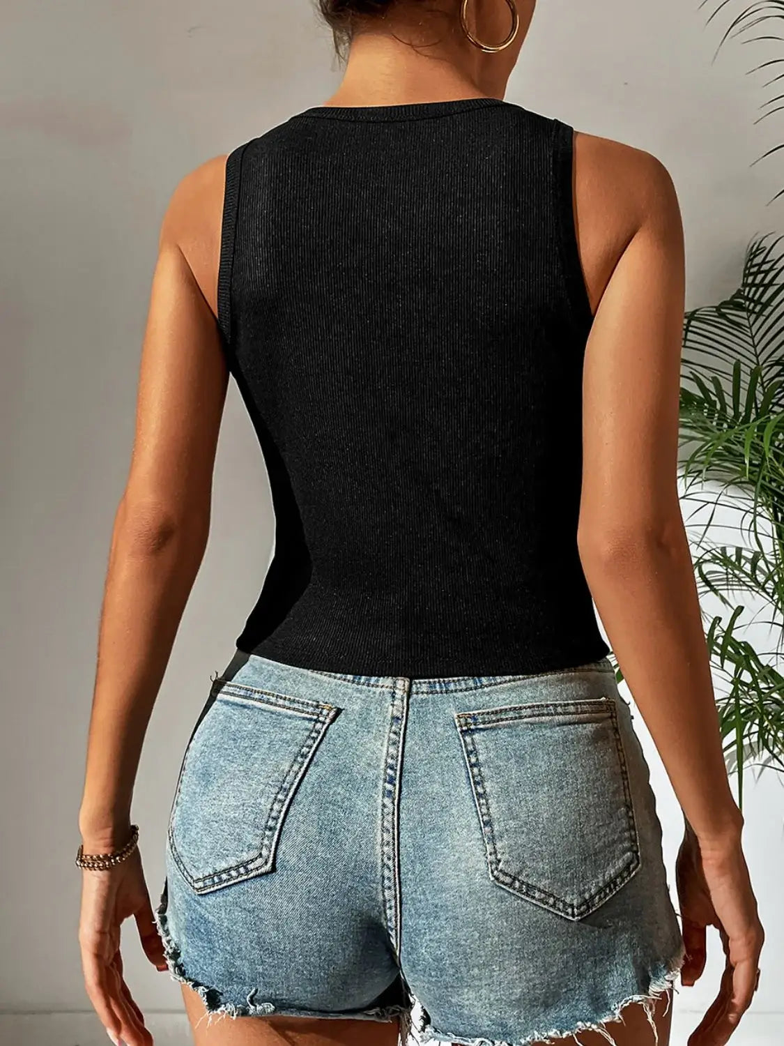 Leopard Cutout Round Neck Tank - Trendsi - Flyclothing LLC