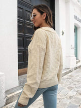Johnny Collar Dropped Shoulder Sweater - Trendsi - Flyclothing LLC