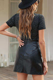 Rhinestone Allover Round Neck Short Sleeve Bodysuit - Trendsi - Flyclothing LLC