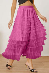 Ruched High Waist Tiered Skirt - Trendsi - Flyclothing LLC