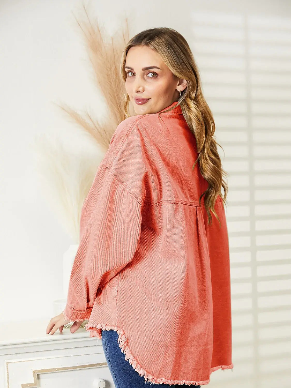 Distressed Raw Hem Denim Jacket - Trendsi - Flyclothing LLC