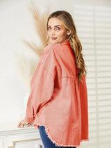 Distressed Raw Hem Denim Jacket - Trendsi - Flyclothing LLC