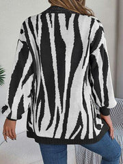 Open Front Animal Print Cardigan - Trendsi