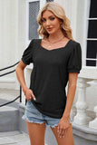 Eyelet Short Sleeve T-Shirt - Trendsi - Flyclothing LLC