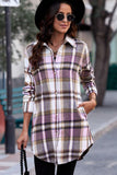 Plaid Button-Up Longline Shirt Jacket - Trendsi