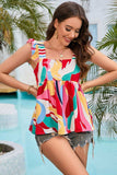 Multicolored Square Neck Babydoll Tank - Trendsi - Flyclothing LLC