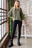 Veveret Round Neck Roll-Up Sweater - Trendsi - Flyclothing LLC