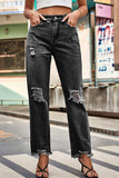Distresssed Buttoned Loose Fit Jeans - Trendsi - Flyclothing LLC