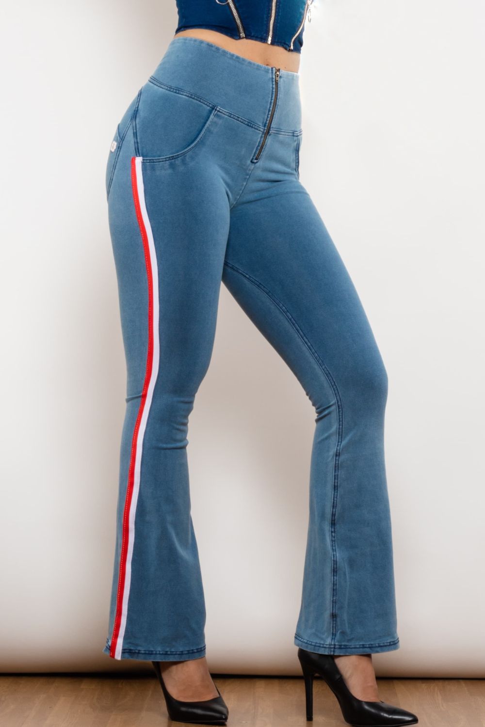 – Zip Closure Side Bootcut Flyclothing LLC Stripe Jeans