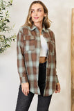 Double Take Plaid Dropped Shoulder Shirt - Trendsi