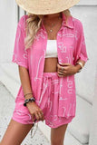 Printed Button Up Shirt and Shorts Set - Trendsi - Flyclothing LLC