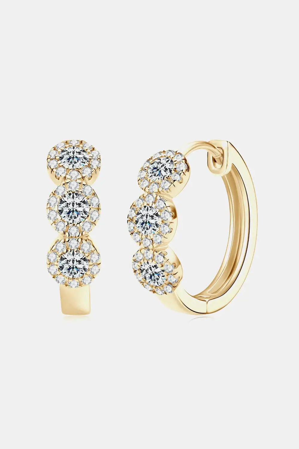 Moissanite 925 Sterling Silver Huggie Earrings - Trendsi - Flyclothing LLC
