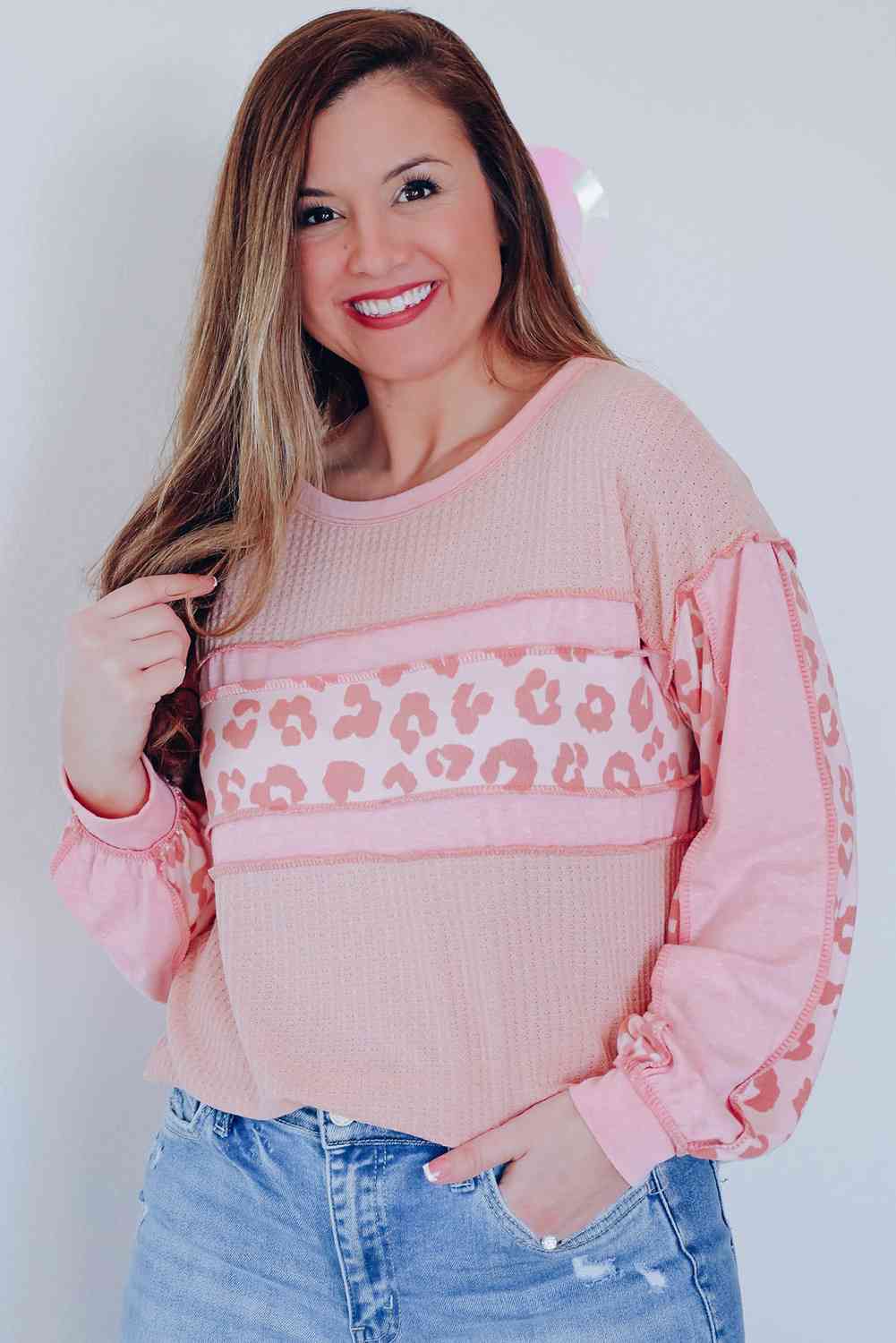 Leopard Exposed Seam Blouse - Trendsi - Flyclothing LLC