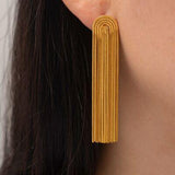 Stainless Steel Rainbow Tassel Dangle Earrings - Trendsi