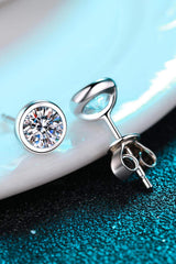 Inlaid 1 Carat Moissanite Stud Earrings - Trendsi - Flyclothing LLC