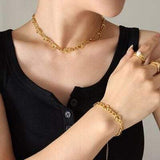 Brass Titanium Steel Necklace - Trendsi - Flyclothing LLC