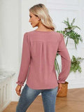 Notched Flounce Sleeve Blouse - Trendsi - Flyclothing LLC