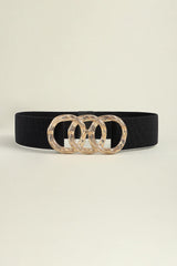 Zinc Alloy Buckle Elastic Wide Belt - Flyclothing LLC