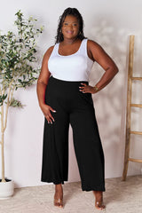 Double Take Full Size Smocked Wide Waistband Wide Leg Pants - Trendsi