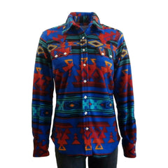 Rockmount Clothing Women's Native Pattern Fleece Western Shirt in Blue & Red - Rockmount Clothing