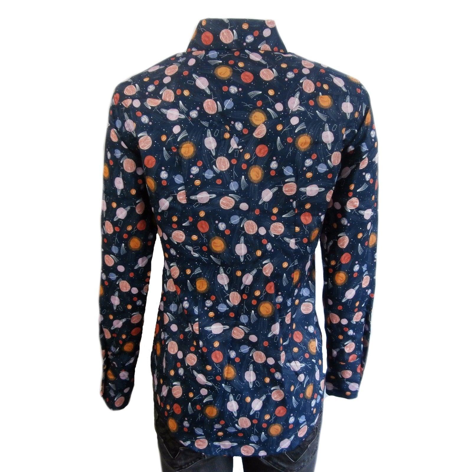 Rockmount Clothing Womens Solar System Print Western Shirt In Navy - Flyclothing LLC