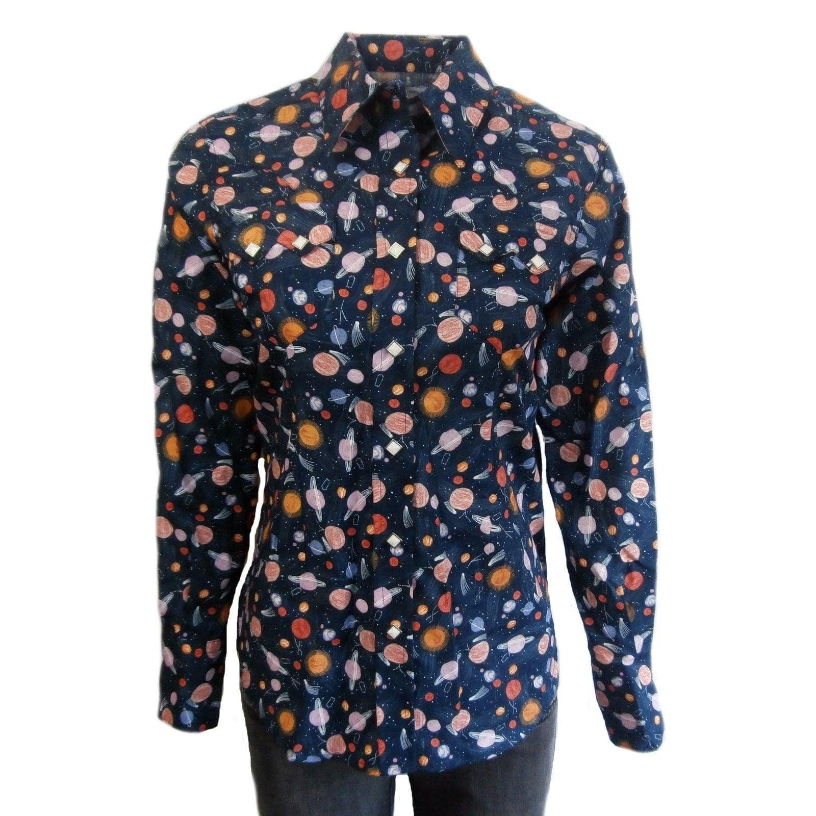 Rockmount Clothing Womens Solar System Print Western Shirt In Navy - Rockmount Clothing