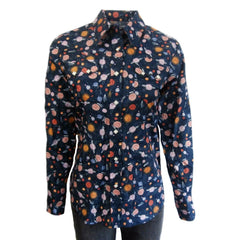 Rockmount Clothing Womens Solar System Print Western Shirt In Navy - Flyclothing LLC